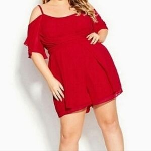 City chic red Felicity limited edition romper tie waist size 20
